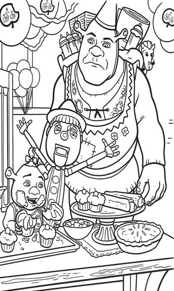 kolorowanka Shrek i Pinokio malowanka do wydruku z bajki dla dzieci, do pokolorowania kredkami, obrazek nr 13